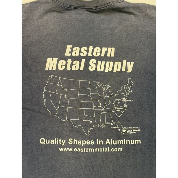 VINTAGE EMS Eastern Metal Supply Graphic Pocket T-shirt Men XL Blue Faded - Picture 2 of 7